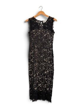 Love Fast Live Hard | Like new scoopneck crochet lace overlay midi dress medium